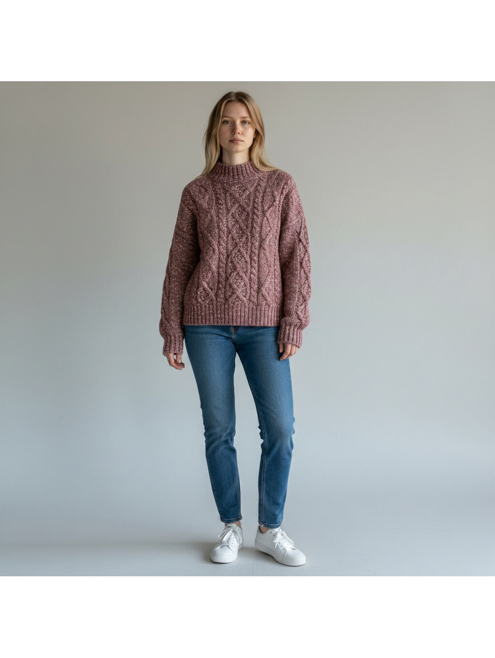 Express Sweater Pullover Women S Small Pink Cable Knit Long Sleeve Soft Wool